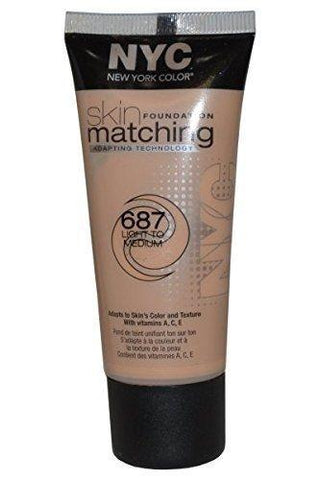 NYC Skin Matching Foundation, 687 Light To Medium CHOOSE YOUR PACK, Foundation, Nyc, makeupdealsdirect-com, Pack of 1, Pack of 1