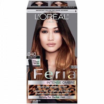 L'Oreal Feria Ombre, Brush On Ombre Effect Hair Color CHOOSE YOUR COLOR, Hair Color, L'Oreal, makeupdealsdirect-com, 040 For Soft Black to Black Hair, 040 For Soft Black to Black Hair