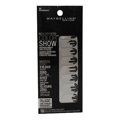 New Maybelline Color Show Fashion Prints Nail Stickers 70 Platinum NYC, Artificial Nail Tips, Maybelline, makeupdealsdirect-com, [variant_title], [option1]