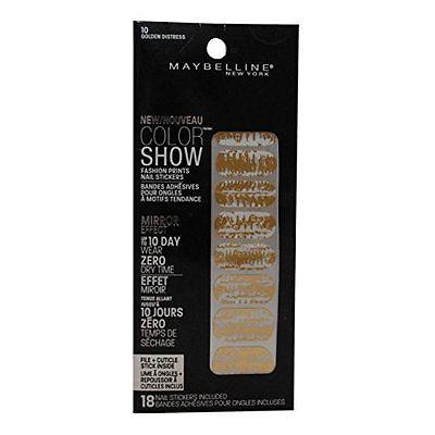 Maybelline  Fashion Prints Nail Stickers -10 Golden Distress (2 Packs), Artificial Nail Tips, Maybelline, makeupdealsdirect-com, [variant_title], [option1]