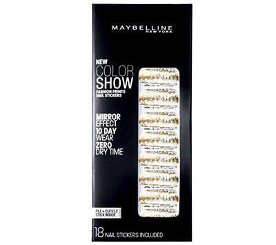 Maybelline Fashion Prints Mirror Effect Nail Stickers - 10 Golden Distress New, Artificial Nail Tips, Maybelline, makeupdealsdirect-com, [variant_title], [option1]