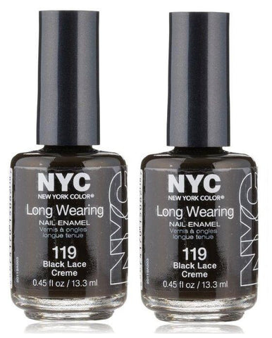 Lot Of 2 - Nyc Long Wearing Nail Polish #119 Black Lace Creme, Nail Polish, NYC, makeupdealsdirect-com, [variant_title], [option1]