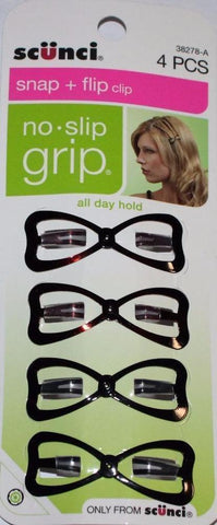 Scunci No Slip Grip 4 Piece Bow Barrettes Brown And Black, Hair Accessories, SCUNCI, makeupdealsdirect-com, [variant_title], [option1]