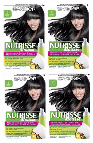 Lot Of 4 - Garnier Nutrisse Nourishing Color Foam 2-soft Black Hair Color, Hair Color, Garnier, makeupdealsdirect-com, [variant_title], [option1]