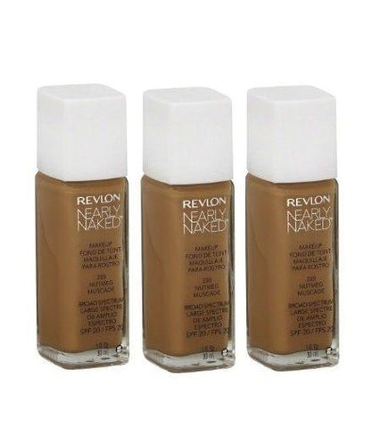 Lot of 3 - New Sealed Revlon Nearly Naked Foundation Makeup 230 Nutmeg 1oz, Foundation, Revlon, makeupdealsdirect-com, [variant_title], [option1]