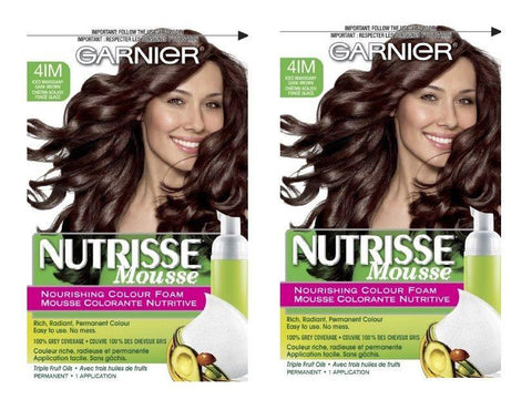 LOT OF 2 - Garnier Nutrisse 41M Iced Mahogany Brown Nourishing Color Foam, Hair Color, Garnier, makeupdealsdirect-com, [variant_title], [option1]