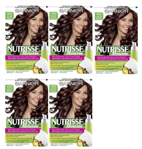 Lot of 5 - Garnier Nutrisse 41m Iced Mahogany Brown Nourishing Color Foam 4im, Hair Color, Garnier, makeupdealsdirect-com, [variant_title], [option1]