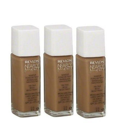 Lot Of 3 - Revlon Nearly Naked Liquid Foundation # 190 True Beige. Spf 20 New, Foundation, Revlon, makeupdealsdirect-com, [variant_title], [option1]