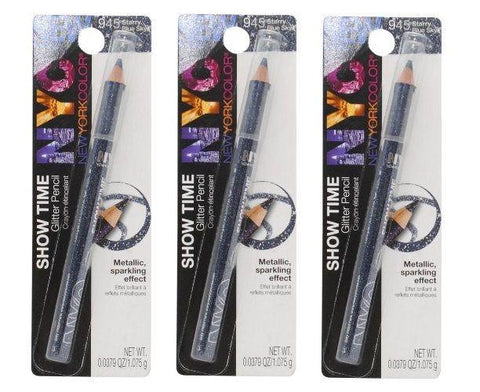 Lot Of 3 - Nyc Show Time Glitter Pencil, Starry Blue Sky 945, 0.0379 Oz (1.075g), Eyeliner, N.Y.C, makeupdealsdirect-com, [variant_title], [option1]