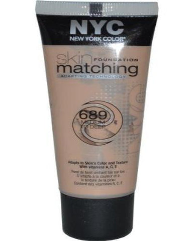 NYC Color Skin Matching Foundation with Adapting Technology 689 Medium, Foundation, NYC, makeupdealsdirect-com, [variant_title], [option1]