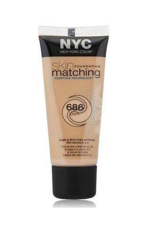 NYC New York Color Skin Matching Foundation With Adapting Technology 686 Light, Foundation, NYC, makeupdealsdirect-com, [variant_title], [option1]