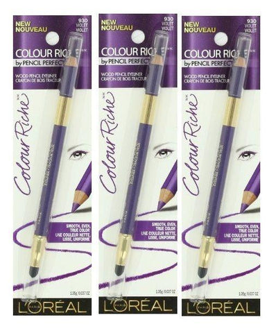 Lot of 3 - L'oreal Colour Riche Wood Pencil Eyeliner #930 Violet, Eyeliner, L'OREAL, makeupdealsdirect-com, [variant_title], [option1]