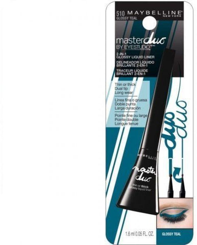 Maybelline Masterduo 2-IN-1 Glossy Liquid Liner, Choose Your Shade, Eyeliner, Maybelline, makeupdealsdirect-com, 510 Glossy Teal, 510 Glossy Teal