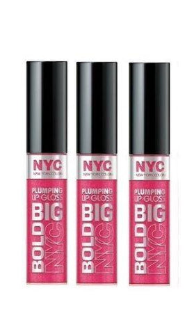 Lot of 3 - Nyc Big Bold Gloss - Full on Fuchsia, Lip Gloss, NYC, makeupdealsdirect-com, [variant_title], [option1]