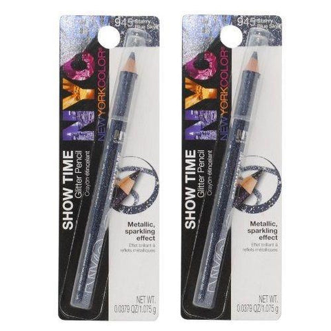 LOT OF 2 - NYC Show Time Glitter Pencil, Starry Blue Sky 945, 0.0379 Oz (1.075g), Eyeliner, N.Y.C, makeupdealsdirect-com, [variant_title], [option1]