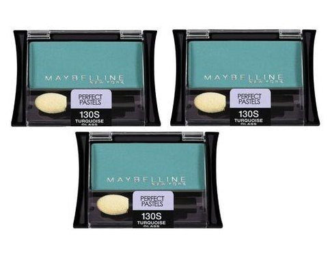 Lot of 3 - Maybelline Ny Eyeshadow  130s Turquoise Glass Perfect Pastels, Eye Shadow, Maybelline, makeupdealsdirect-com, [variant_title], [option1]