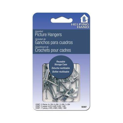Helping Hands Assorted Picture Hanger Hooks With Reusable Storage Case, 11 Piece, Hooks & Hangers, Helping Hand, makeupdealsdirect-com, [variant_title], [option1]