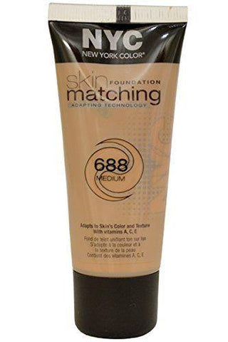 NYC Color Skin Matching Foundation with Adapting Technology 688 Medium, Foundation, NYC, makeupdealsdirect-com, [variant_title], [option1]