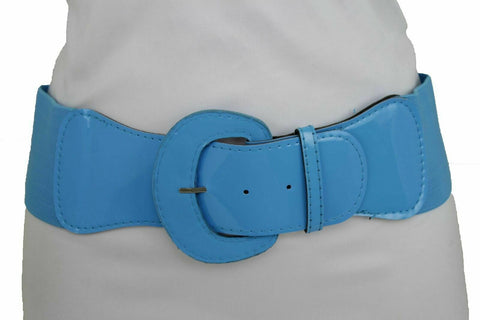  Casual Women Wide Belt Hip High Waist Blue Elastic Waistband Fashion, , reddonut.com, reddonut.com