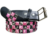 Metal Pyramid Splatter Studded Leather Belt Uni-sex Mens Womens