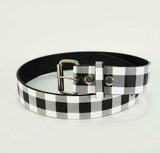  Checker Printed Leather Belt Checkered Unisex Mens Womens Plaid Punk Goth Rock, , reddonut.com, reddonut.com