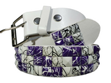 Metal Pyramid Splatter Studded Leather Belt Uni-sex Mens Womens