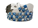 Metal Pyramid Splatter Studded Leather Belt Uni-sex Mens Womens