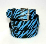 Zebra Stripes Printed Leather Belt Animal Removable Roller Buckle Unisex Womens