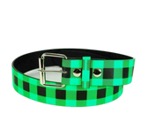  Checker Printed Leather Belt Checkered Unisex Mens Womens Plaid Punk Goth Rock, , reddonut.com, reddonut.com