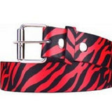 Zebra Stripes Printed Leather Belt Animal Removable Roller Buckle Unisex Womens