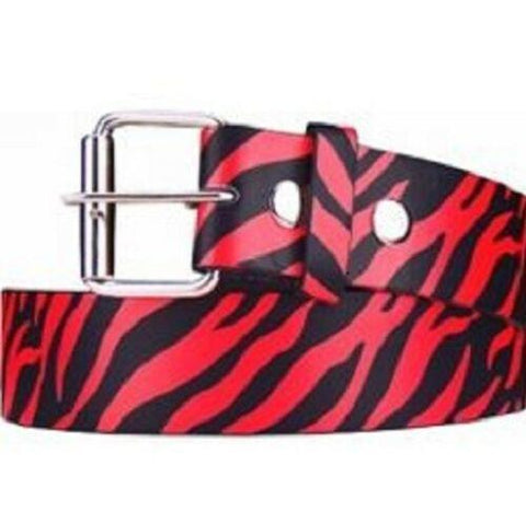 Zebra Stripes Printed Leather Belt Animal Removable Roller Buckle Unisex Womens